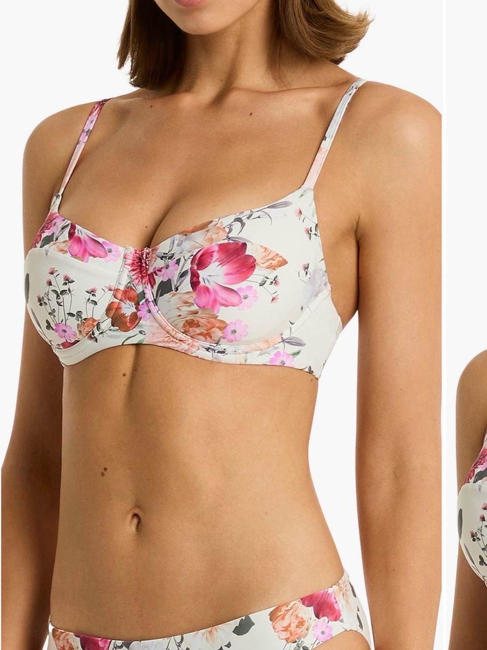 Sea Level BelleFloral Underwire Balconette Bra - Pink Floral on Cream SOLD OUT